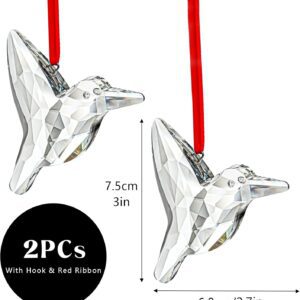 Set of 2 Crystal Hummingbird Suncatchers Rainbow Glass for Window & Garden Decor – 3 inch