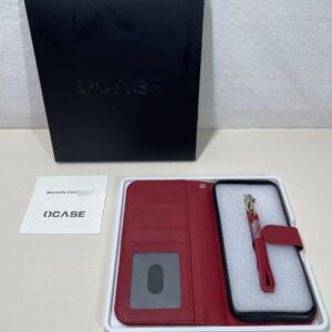 OCASE for iPhone 17 Pro Max Case, PU Leather Wallet, Magnetic Flip Folio Cover with Wrist Strap, RFID Blocking, Card Holders, Shockproof TPU, and Kickstand for 6.9 Inch iPhone 17 Pro Max, Argyle Red