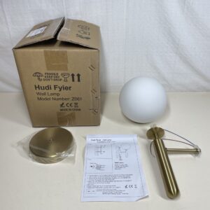 Hudi Fyier Wall Sconces Milky Glass Globe Wall Lamp Brushed Brass Wall Light for Indoor Bedroom Bathroom Living Room Hallway, Modern Wall Mount Light Fixture for Bedside Living Room