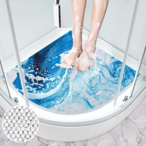 Corner Shower Mat Non Slip for Inside Shower – Large Quadrant Shape, Anti Mould, 70x70cm