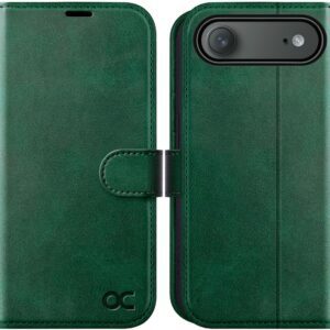 OCASE for iPhone Air Case, PU Leather Wallet, Magnetic Flip Folio Cover with RFID Blocking, Card Holders, Shockproof TPU, and Kickstand for 6.5 Inch iPhone Air (2025), Dark Green