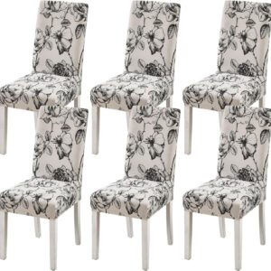 Stretch Chair Covers Set of 6 Washable Protector for Dining Room – Floral
