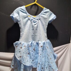 Girls Ballet Leotard Crisscross Straps Dance Dress with Chiffon Skirt – Shiny Irregular