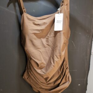 Husmeu Women's Vintage Padded Push up One Piece Swimsuits XL Tummy Control Bathing Suits Swimwear Coffee XL