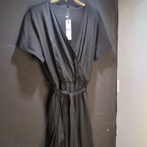 OUGES Summer Jumpsuits for Women UK Black Short Sleeve Casual Jersey Playsuit With Pockets, XXL