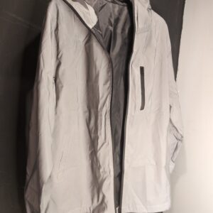 Reflective Cycling Jacket Men Hi Vis Hooded Coat for Night Outdoor Sports – Silver 2XL