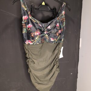 Hanna Nikole Womens Plus Size One Piece Swimsuit Sport Beach Breathable One Piece Swimwear Olive Flower 18Plus