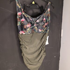 Hanna Nikole Womens Plus Size One Piece Swimsuit 18 Plus Sport Beach Breathable One Piece Swimwear Olive Flower 18 Plus