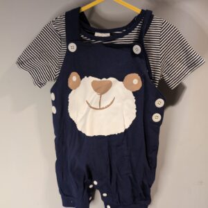 Baby Boys Summer Clothes Outfit Set Short Sleeve T-shirt and Dungarees – 9-12 Months