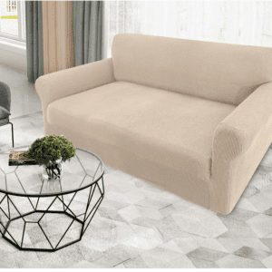 Granbest Stretch Sofa Cover 2 Seater Super Soft - Loveseat Cover/ Universal Couch Cover - Beige 