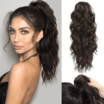 18-Inch Wavy Curly Claw Clip Ponytail Extension for Women – Dark Chocolate Brown