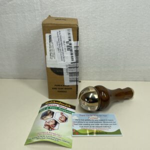 HEALTHANDWEALTH® Detox Bronze Kansa Wand - Body/Foot Acupoint Massager | Unique Design - 2 in 1 Massager with Two Different Sizes of Kansa Cups. Comfortable Grip Massage Tool - Teak Wood Handle