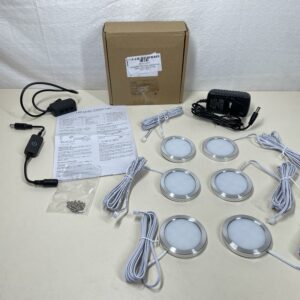 LightingWill LED Under Cabinet Puck Lights x6 - LED Under Counter Lighting, 12V DC