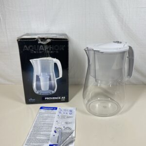 AQUAPHOR Water Filter Provence White - Carafe for 4.2l - Large water filter in glass look  - Reduces lime & chlorine - Table water filter - Stylish container - Perfect for the family