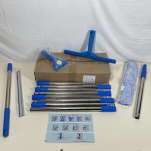 Window Cleaning Tool Kit Squeegee & Scrubber – 35cm & 37cm Heads, 4m's of pole