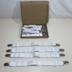 WELHAEPI Bed Sheet Clips Adjustable Fasteners for Mattress Covers – White (8 Pack)