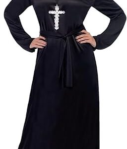 Adults Nun Costume Fancy Dress with Headpiece – Black