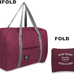 Foldable Travel Duffel Bag Waterproof Lightweight for Sports and Gym – Wine Red