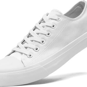 Ladies Canvas Shoes Lace Up Plimsolls Casual Sneakers size 9, 1/2 – White