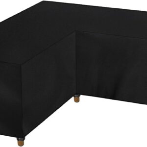 Dokon V-Shape Garden Furniture Covers Waterproof Heavy Duty 600D Oxford Fabric Windproof Anti-UV Outdoor Rattan Corner Sofa Cover with Air Vent, Patio Sofa Covers (250x250x110cm) - Black