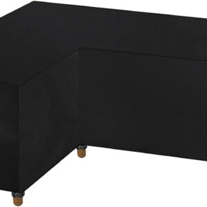 Dokon L-Shape Garden Furniture Covers Waterproof Heavy Duty 600D Oxford Fabric Windproof Anti-UV Outdoor Rattan Corner Sofa Cover with Air Vent, Patio Sofa Covers (210x260x80cm) - Black