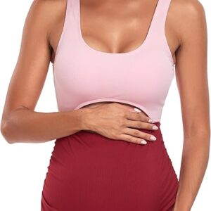 EastElegant Maternity Cutout One Piece Swimwear Ploka Dots Print Pregnancy Bathing Suit, Pink+red, Medium