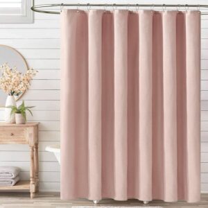 BTTN Blush Linen Shower Curtain 182 x 182cm Waterproof Fabric – Blush