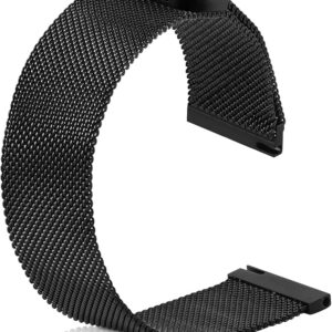 Metal Magnetic Watch Band Adjustable Strap for Men and Women – Black 20mm