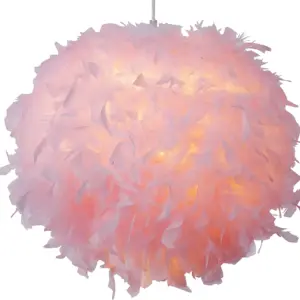 Giggi Feather Light Shade Lamp Shades for Pendant Ceiling Light, Table Lamp, Floor Lamp | Fluffy Feather Lampshade Ceiling Light Shade for Living Room, Bedroom, Kitchen (Pink)