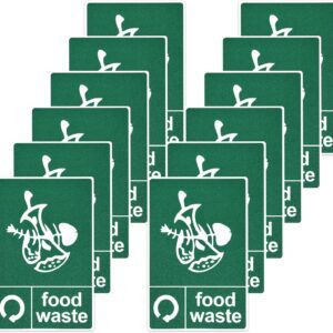 Food Waste Sticker Labels 12pk Waterproof Reusable Kitchen Compost Bin Reminder