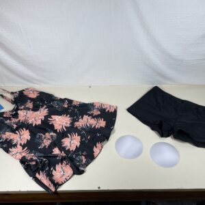 FLYILY Women's Mesh Tankini Swimwear Sets Bikini High Waist 2 Pieces Swimsuit Swimming Costume Plus Size - Flower, XL