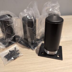 Adjustable Cabinet Legs Kit 4-Piece Round Metal Table Legs – Black 80mm