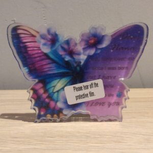 Butterfly Acrylic Plaque Sign Gift for Nana – Violet Flower