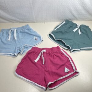 Rolanko Girls Sports Shorts, Cotton Summer Contrast Binding Dolphin Short Pants, Kids Athletic Gym Wear for Running and Dancing, 3 Pack, 8-9 Years