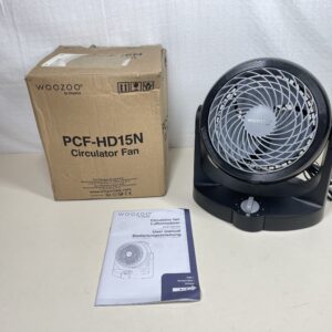 Woozoo® by Ohyama, Silent desk fan / table fan, 34W, 13m², Vertically adjustable, Handle, 3 speeds, For office, living room, next to bed - Woozoo PCF-HD15N - Black [UK model]