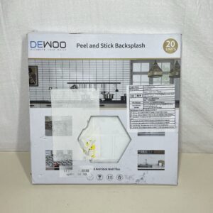 DEWOO 20-Sheet White Peel and Stick on Wall Tiles, Self Adhesive Splashback Metro Subway for Kitchen Bathroom, (12"x 12")