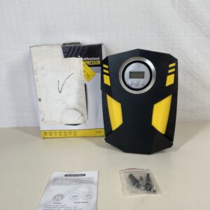 Airsnigi Digital Tyre Inflator 12V, Portable Air Compressor Car Tyre Pump 100PSI Rapid Car Tyre Inflator Air Pump with 30L/Min Air Flow, 3 Nozzle Adaptors and Digital LED Light