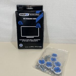 Gripit Blue Heavy-Duty Plasterboard Fixings - TV Mounting Kit - Pack of 6 - Holds Up to 113kg - Reusable Drywall Anchor for TVs, Stud Walls, Kitchen Cupboards & Boilers – UK Designed