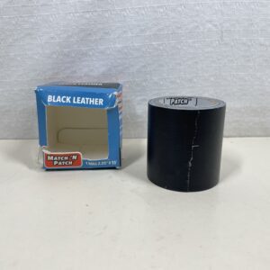 MATCH 'N PATCH Leather Repair Tape - Realistic Printed Leather Pattern for Vinyl, & Synthetic Repairs, Conceal Rips, Scratches, and Tears, for Furniture Fix, Crafts, & DIY - 2.25" Diameter Roll, Black