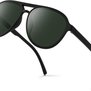 Polarised Pilot Sunglasses UV400 Classic Unisex Lightweight – Green
