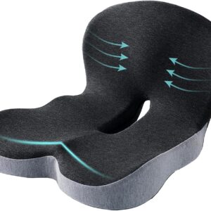 SICOUSOK Seat Cushion Memory Foam Seat Cushion for Truck Driver Office Chair Cushion Home Chair Cushion Car Non Slip Pad Sitting Ergonomic Cushions for Office Workers Car Drivers