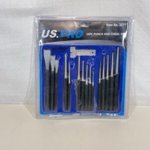 US PRO Professional 16 Pc Comprehensive Punch and Chisel Set with Tray B2071