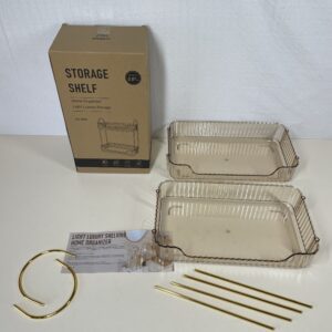 Bathroom Organiser Countertop, Vanity Trays for Bathroom, Skincare Makeup Organiser Shelf, Vanity Organiser, Bathroom Counter Shelf for Cosmetics, Toiletries, Lotions, Perfumes (2 Tiers, Amber)