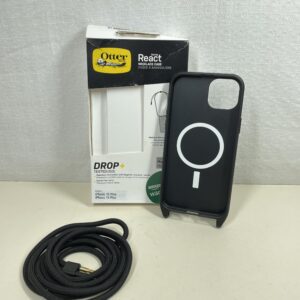 OtterBox React Necklace Case with MagSafe for iPhone 15 Plus / iPhone 14 Plus, Ultra-Slim, Protective Case with Adjustable and Detachable Necklace Strap, Tested to Military Standard, Black