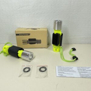 BlueFire Scuba Diving Torch 2 Pack Small Dive Torch Rechargeable Super Bright IPX8 Waterproof Diving Flashlight 1100 lumens 3 Lighting Modes with Wristband for 80m Underwater Snorkeling Camping Lights