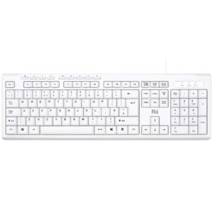 USB Wired Keyboard Full Size Office Compatible with Mac PC – UK Layout