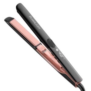 ANNLARY Hair Straighteners Flat Iron and Curler 2 in 1 Dual Voltage Straighteners Titanium Ceramic Ionic Straightening Iron for Women for All Hair