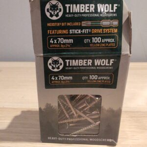 Timber Wolf TW40070 Woodscrews - 4.0 x 70mm - Box of 100, Zinc & Yellow (Gold)