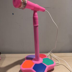 Kids Microphone and Stand Adjustable Karaoke Machine with Flashing Stage Lights