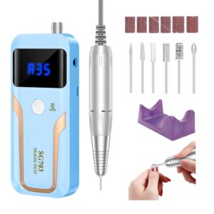 Electric Nail Drill Kit Acrylic & Gel Removal with Bits & Sanding Bands – Blue